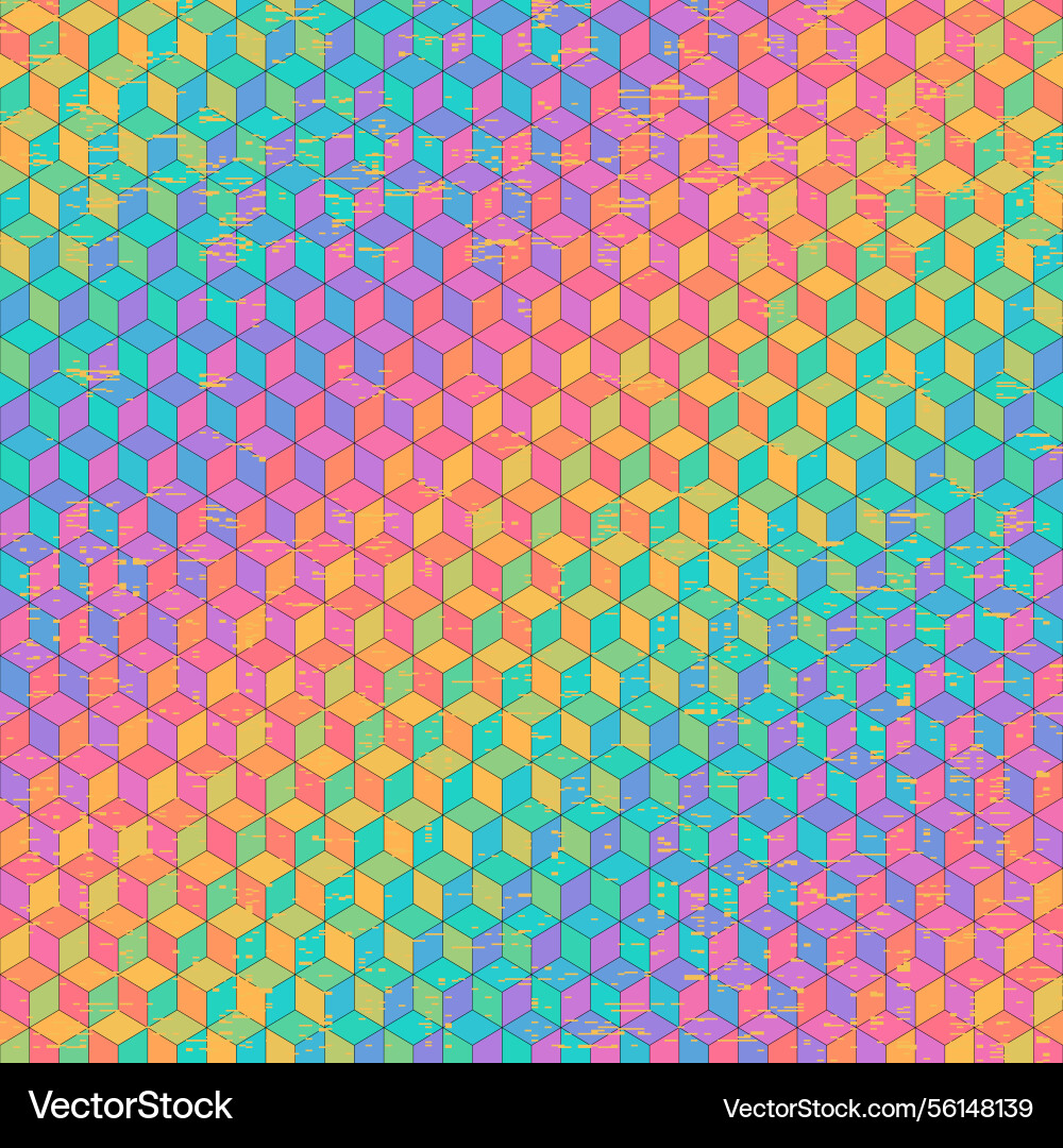 Geometric seamless pattern of a cubes in low poly vector image