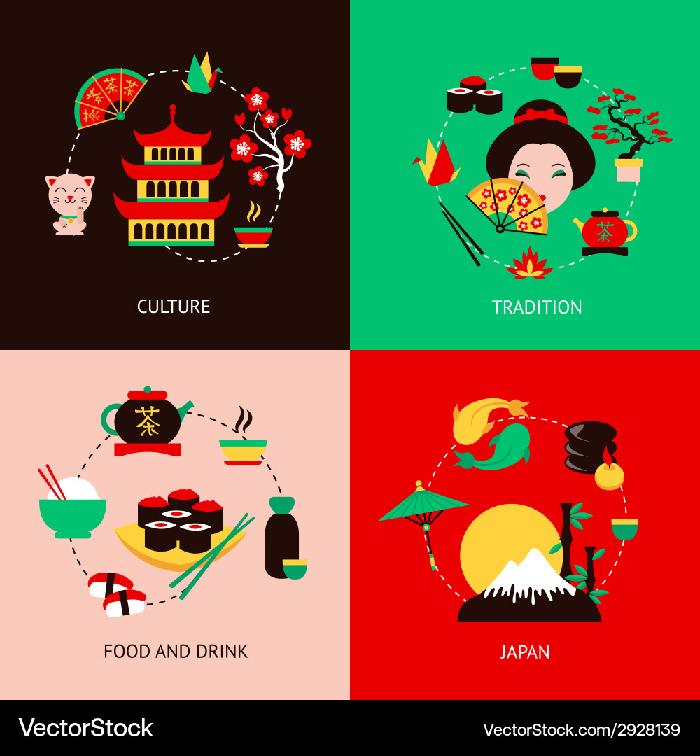 Japan flat set Vector Image