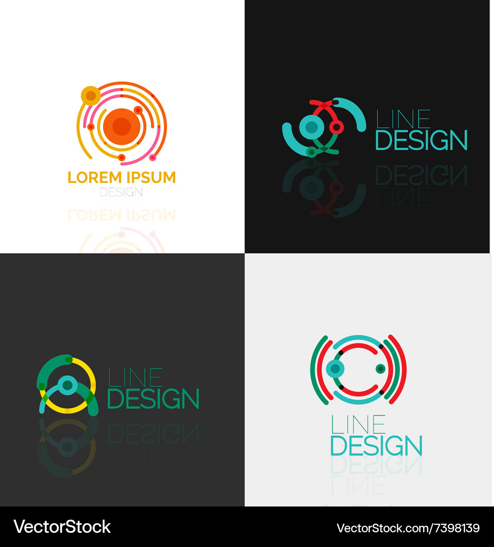 Set of linear abstract logos swirl circle Vector Image