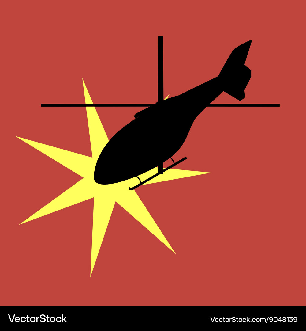 Silhouette of an exploding helicopter Vector Image