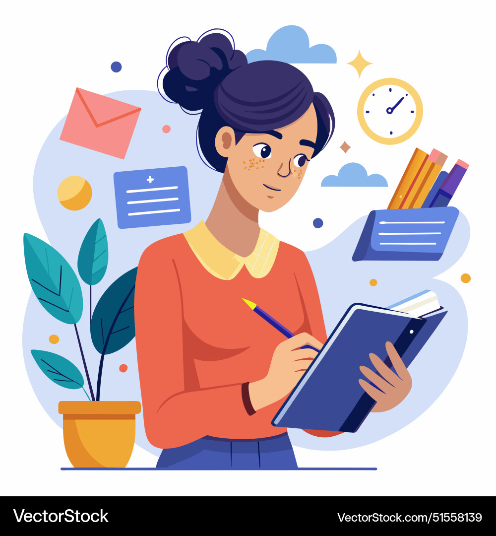 Taking note for study and work efficiency way Taking note for study and work efficiency way vector image