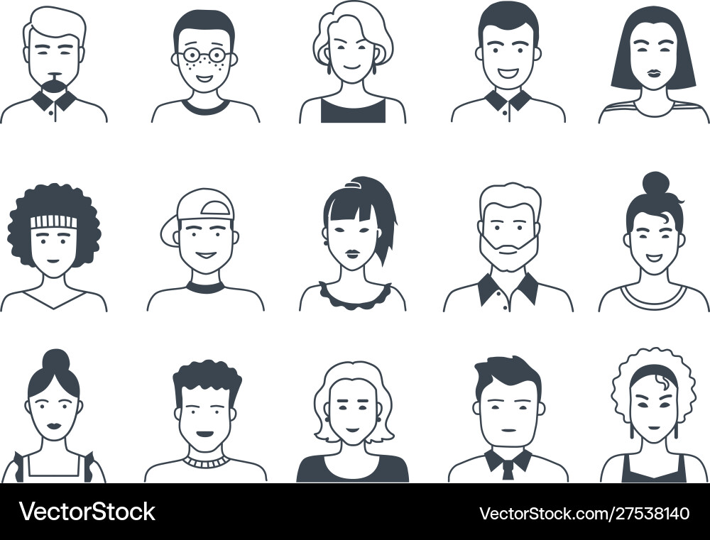 Avatar Linie Icons männliche und weibliche Hand gezeichnet Avatar Linie Icons männliche und weibliche Hand gezeichnet vektorbild