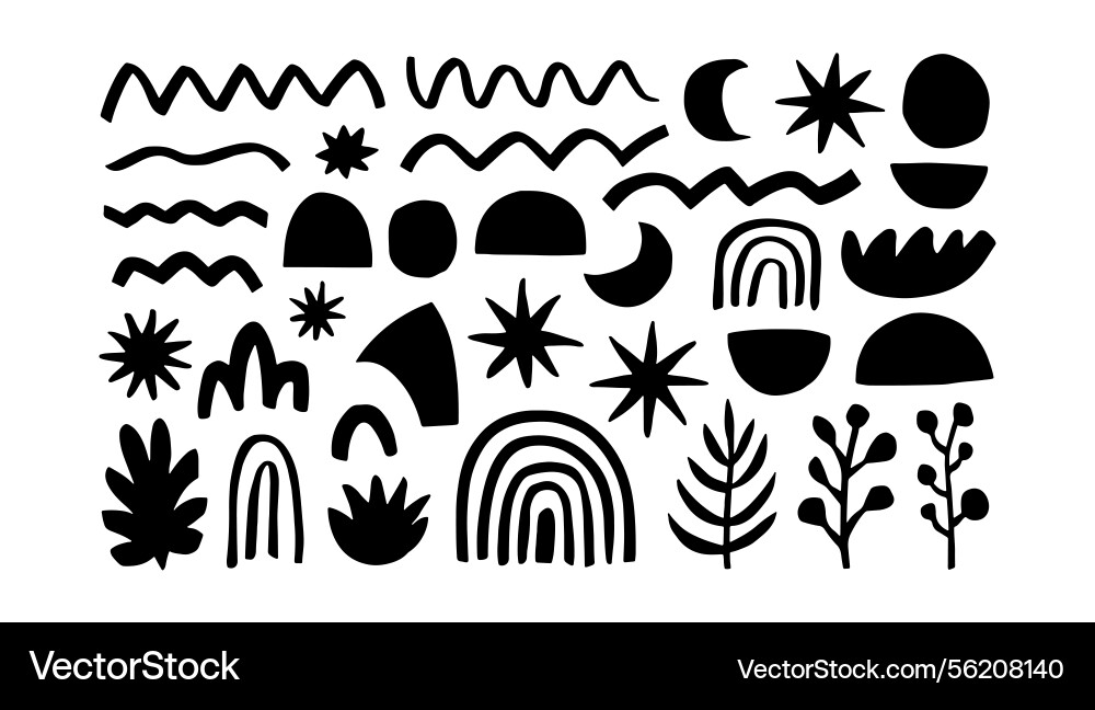 Boho abstract nature collage in rectangular layout Boho abstract nature collage in rectangular layout Vector Image
