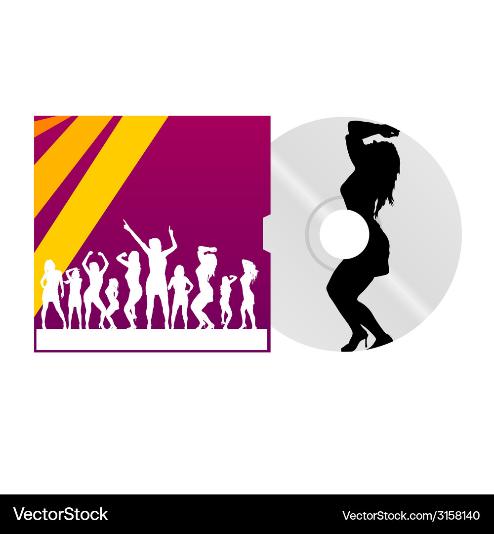 Cd and cover with dancing girl Vector Image