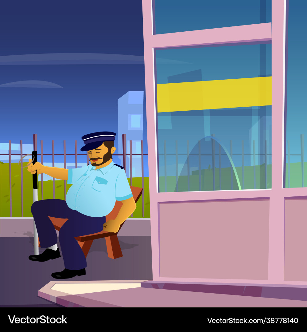 Character security guard with office background Vector Image