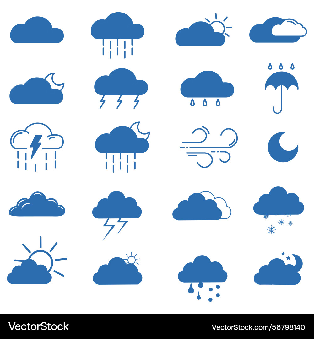 Clouds icons set of in different form vector image