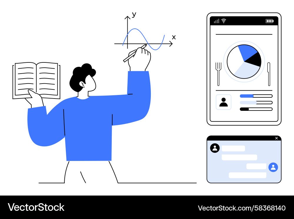 Data Analysis with Mobile App Vector Image