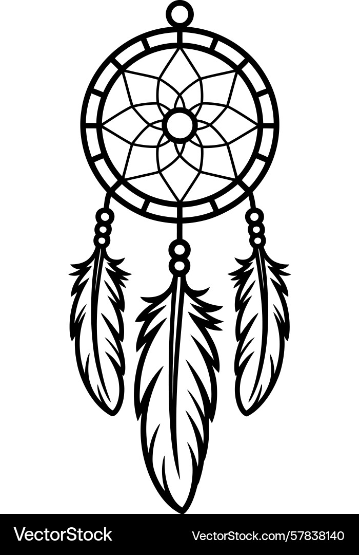 Dreamcatcher with a circular web pattern Vector Image