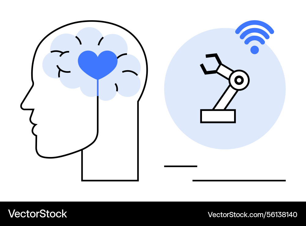 Integration of human intelligence and robotics Integration of human intelligence and robotics vector image