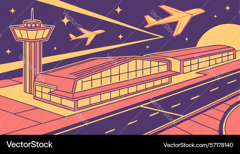 Isometric airport terminal building architecture Vector Image
