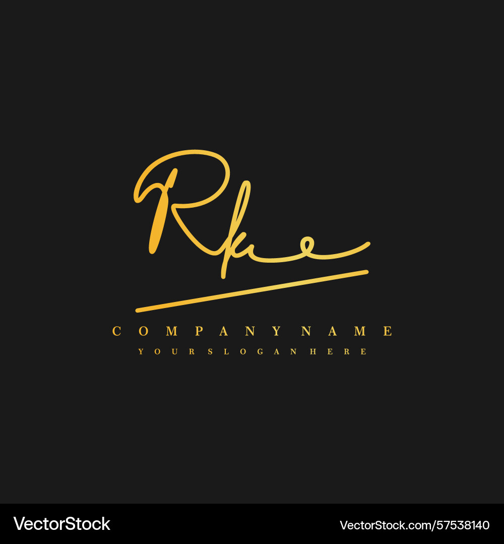 Signature style rk initial logos initials logo Signature style rk initial logos initials logo Vector Image