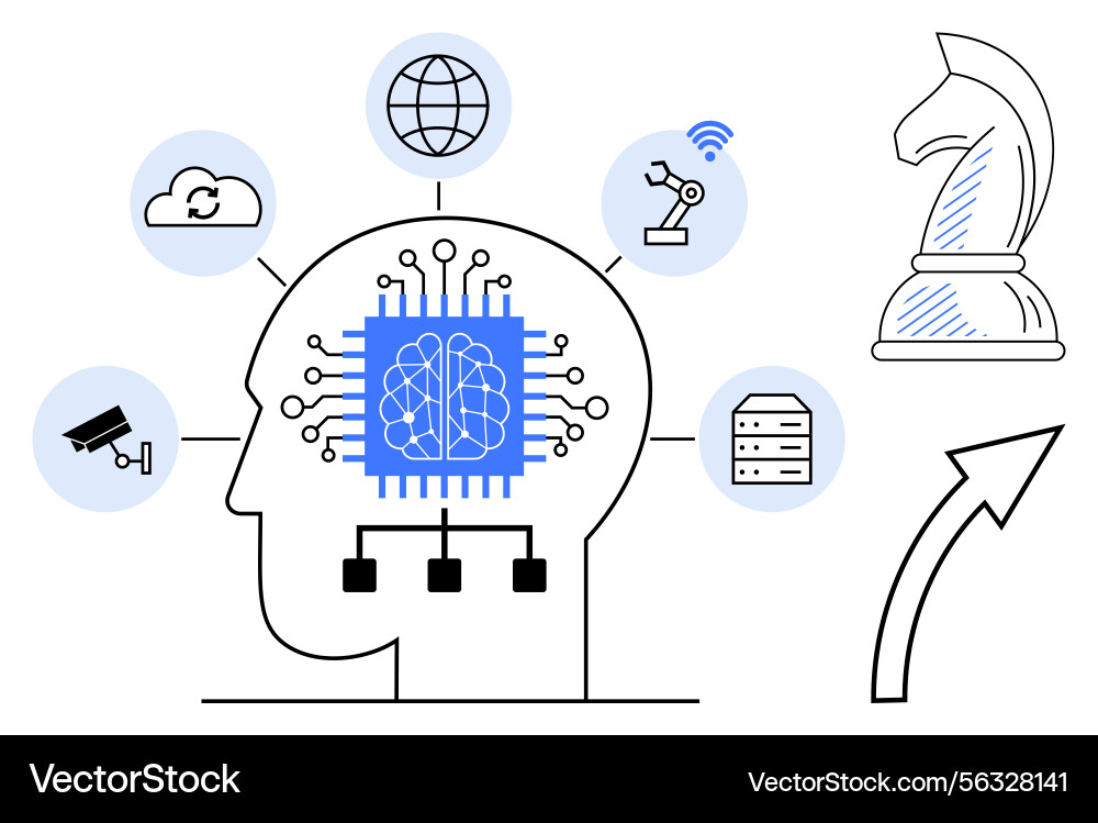 AI Brain with Technology Network vector image