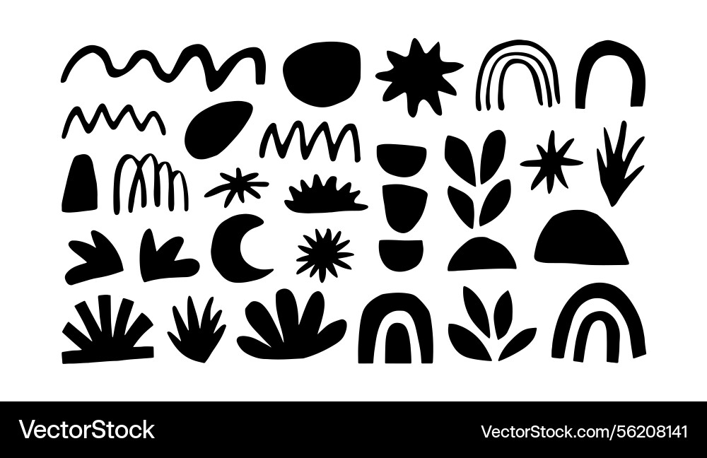 Boho abstract nature collage in rectangular layout Vector Image