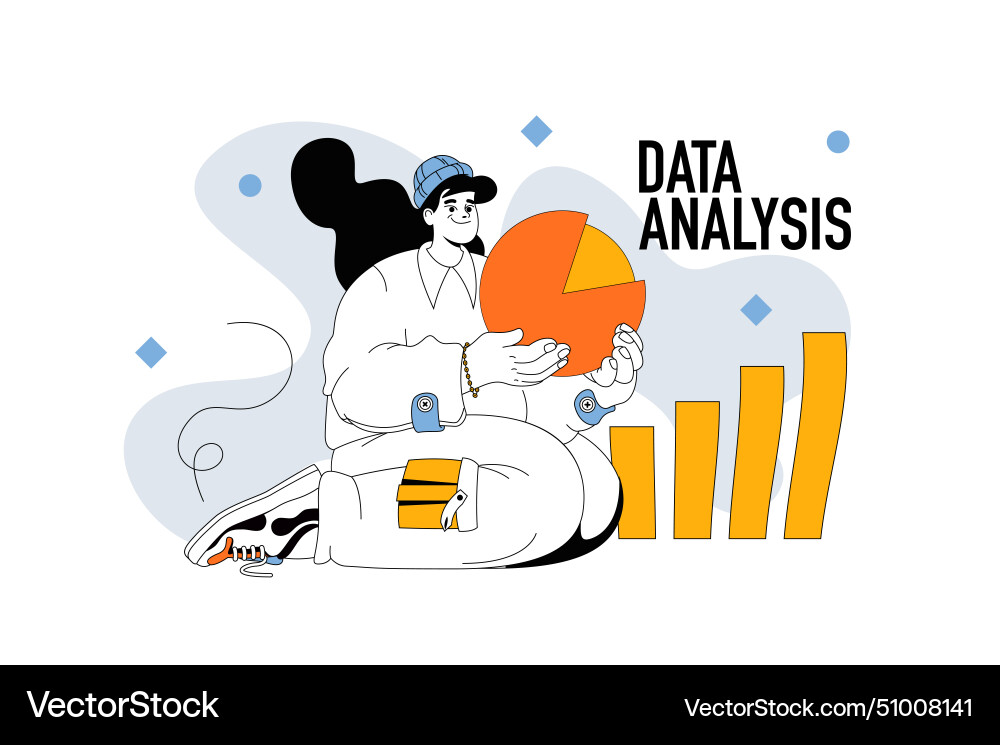 Data analysis outline web modern concept in flat Data analysis outline web modern concept in flat vector image