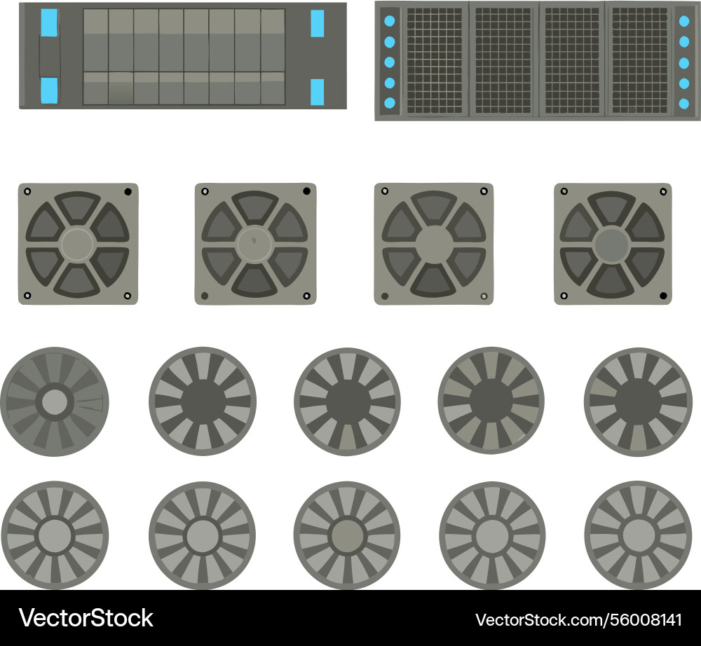 Detailed of computer server components including Vector Image