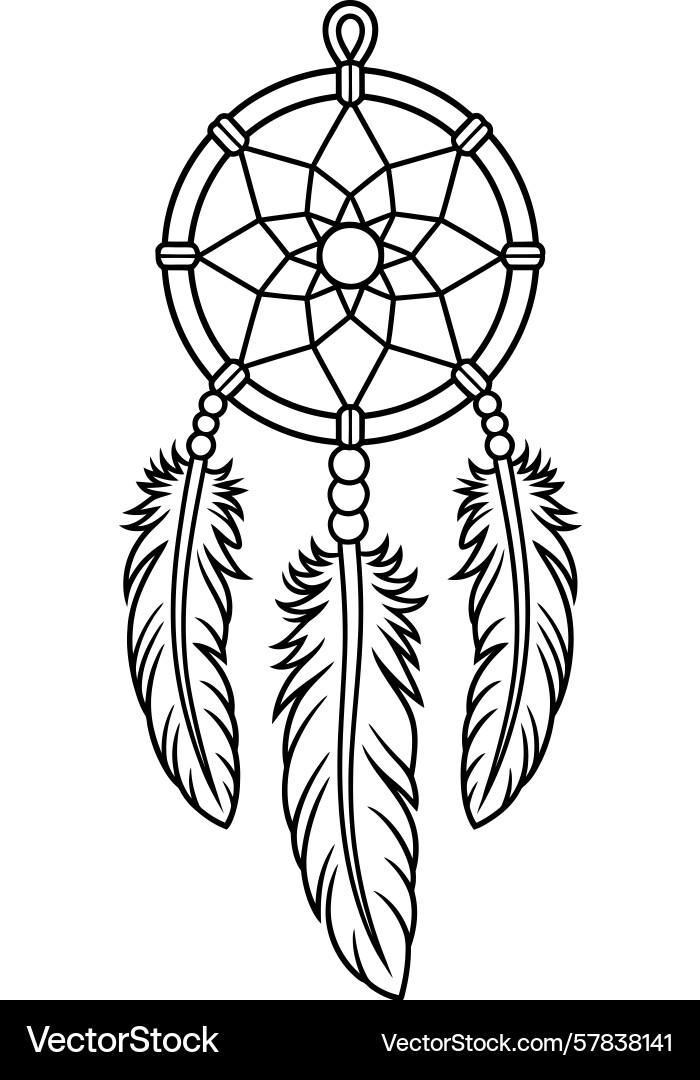 Dreamcatcher with a circular web pattern Vector Image