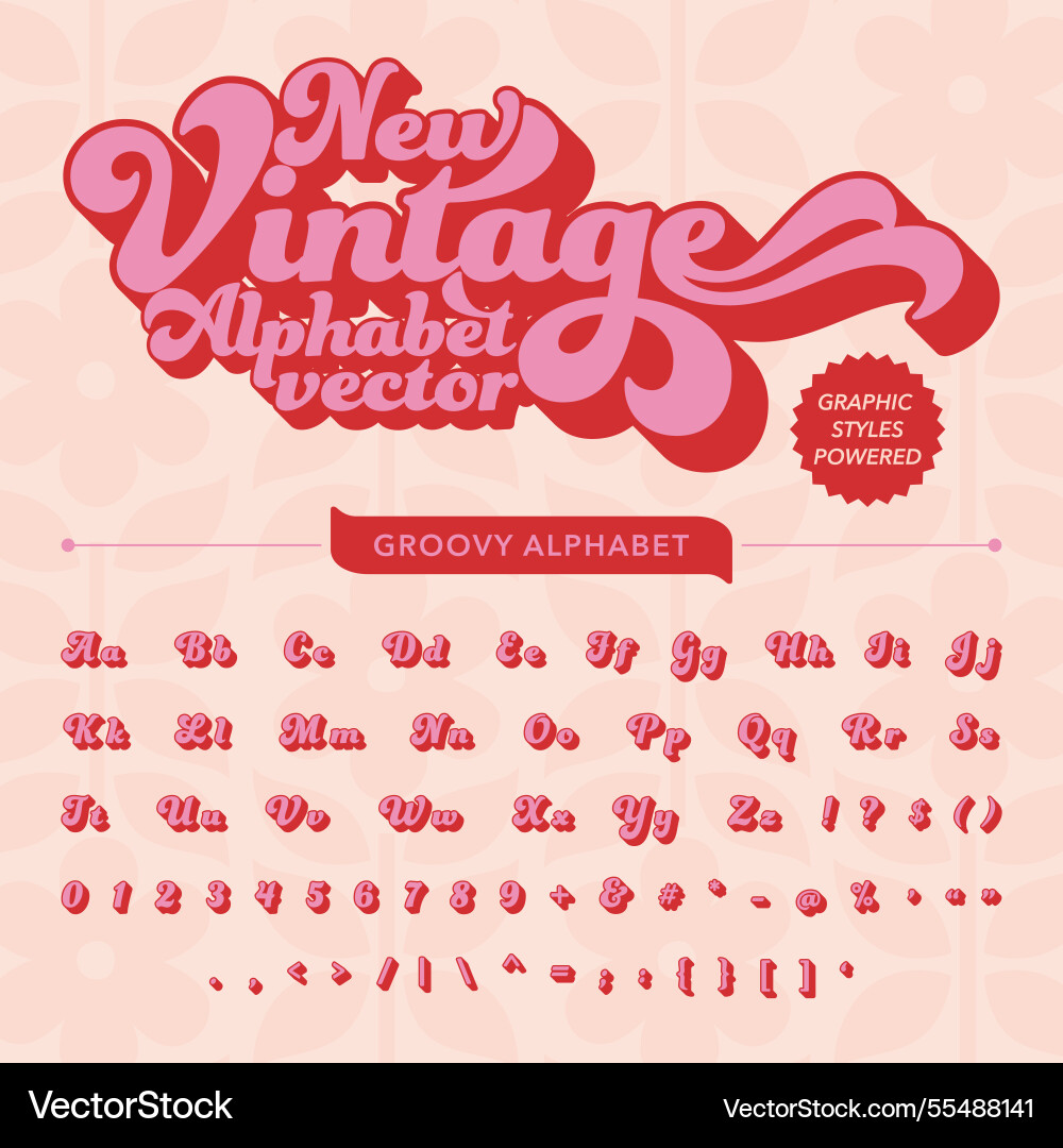 Retro Groovy Font Collection vector image