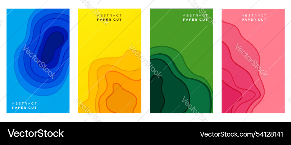 Set of papercut design background with overlap Vector Image