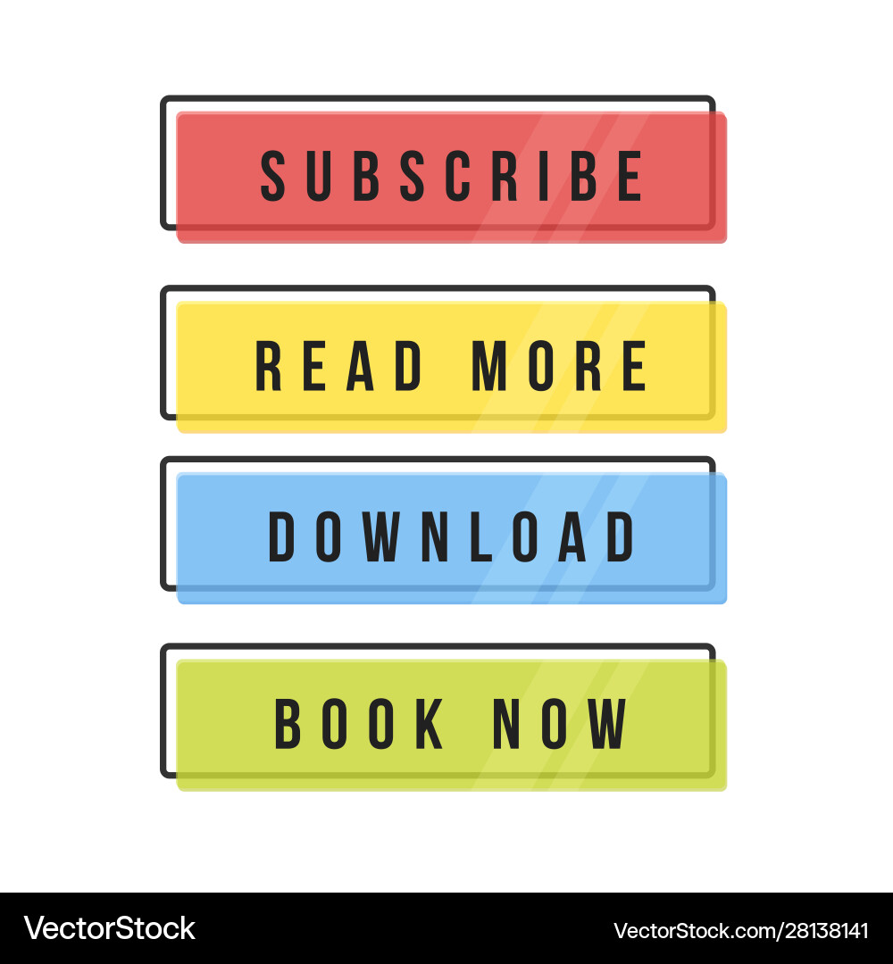 Set trendy action button for web mobile app Set trendy action button for web mobile app vector image