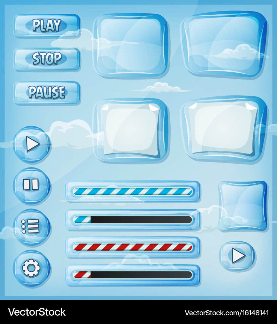 Transparent Glass Icons - UI Elements vector image