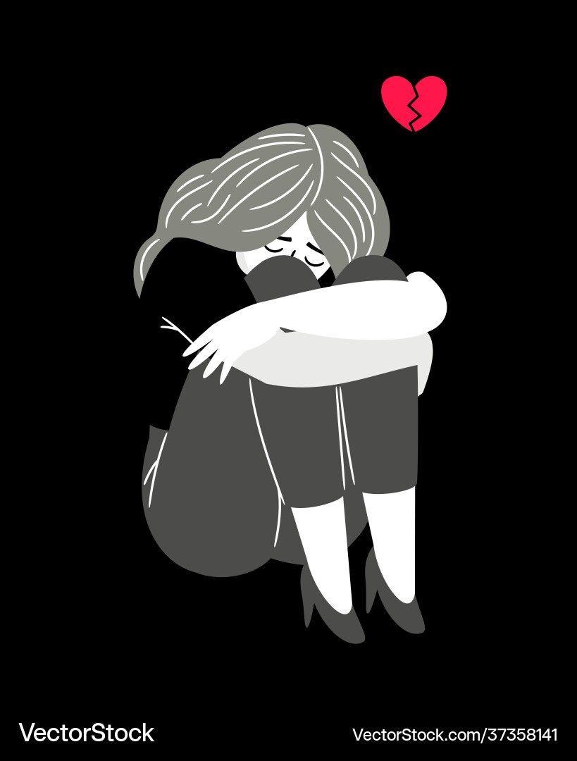 Woman with broken heart vector image