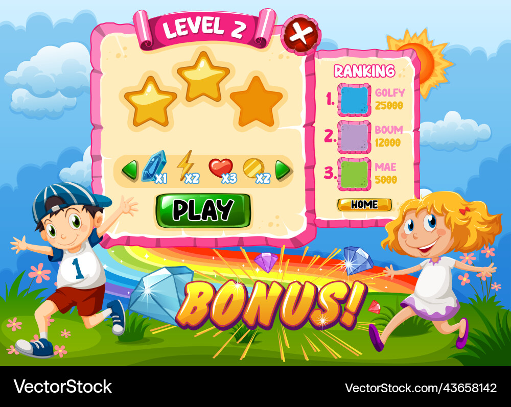 A game background template with elements vector image