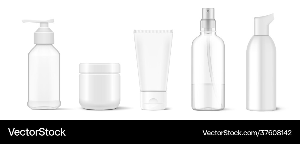 Cosmetic packaging tube spray and mousse bottle vector image