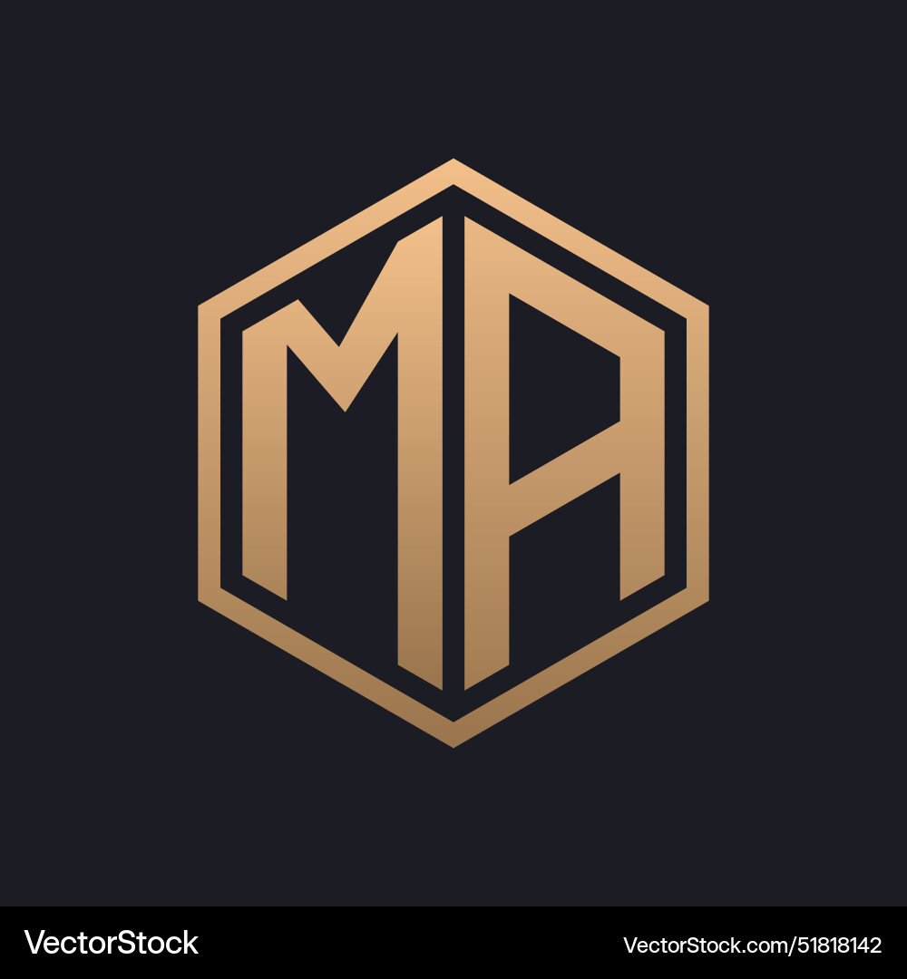 Elegant hexagon letter ma logo design initial Vector Image