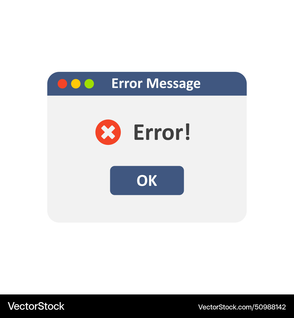 Error window alert interface with red icon and ok vector image