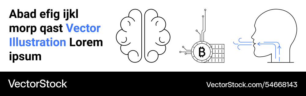 Brain blockchain and speech concepts Brain blockchain and speech concepts vector image