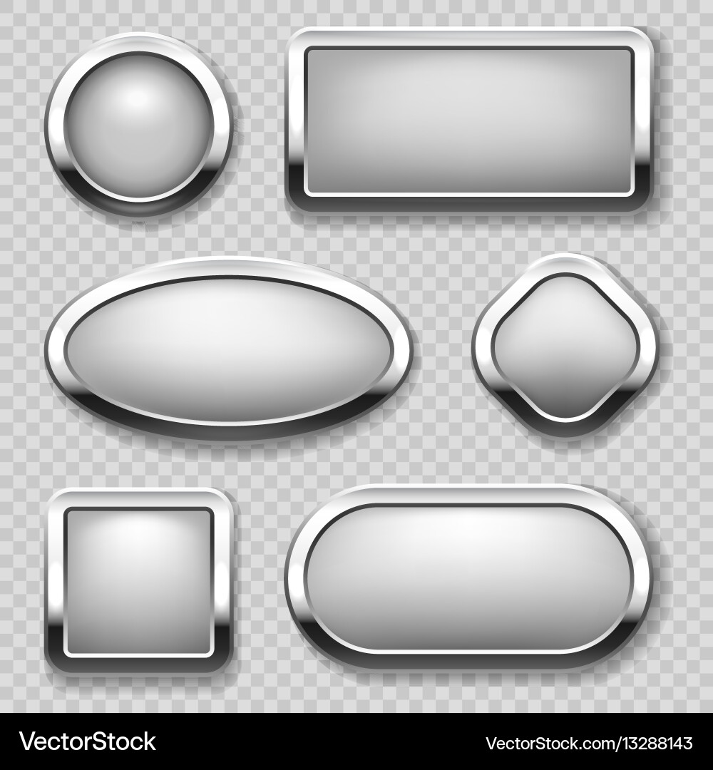 Chrome Button Collection - Metallic Buttons vector image