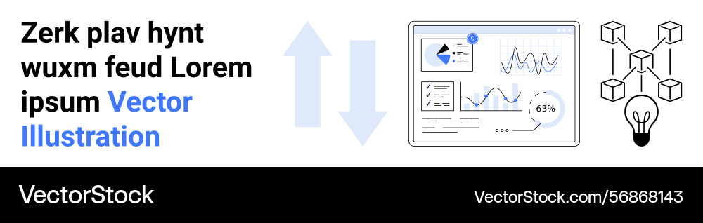 Data flow concept with analytics dashboard Data flow concept with analytics dashboard vector image