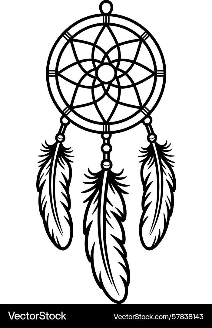 Dreamcatcher with a circular web pattern Vector Image