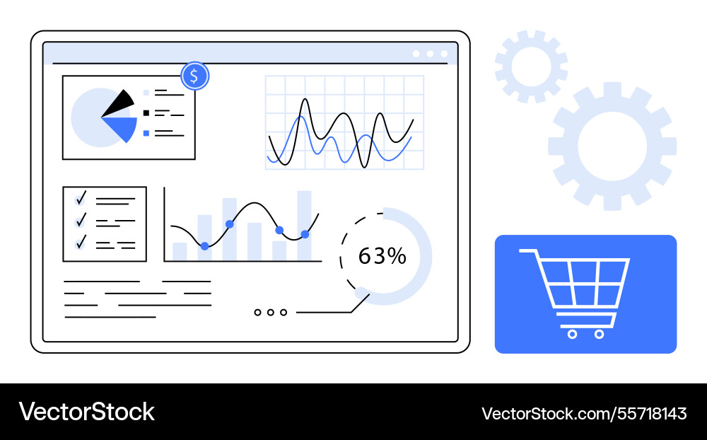E-commerce analytics dashboard with graphs charts vector image