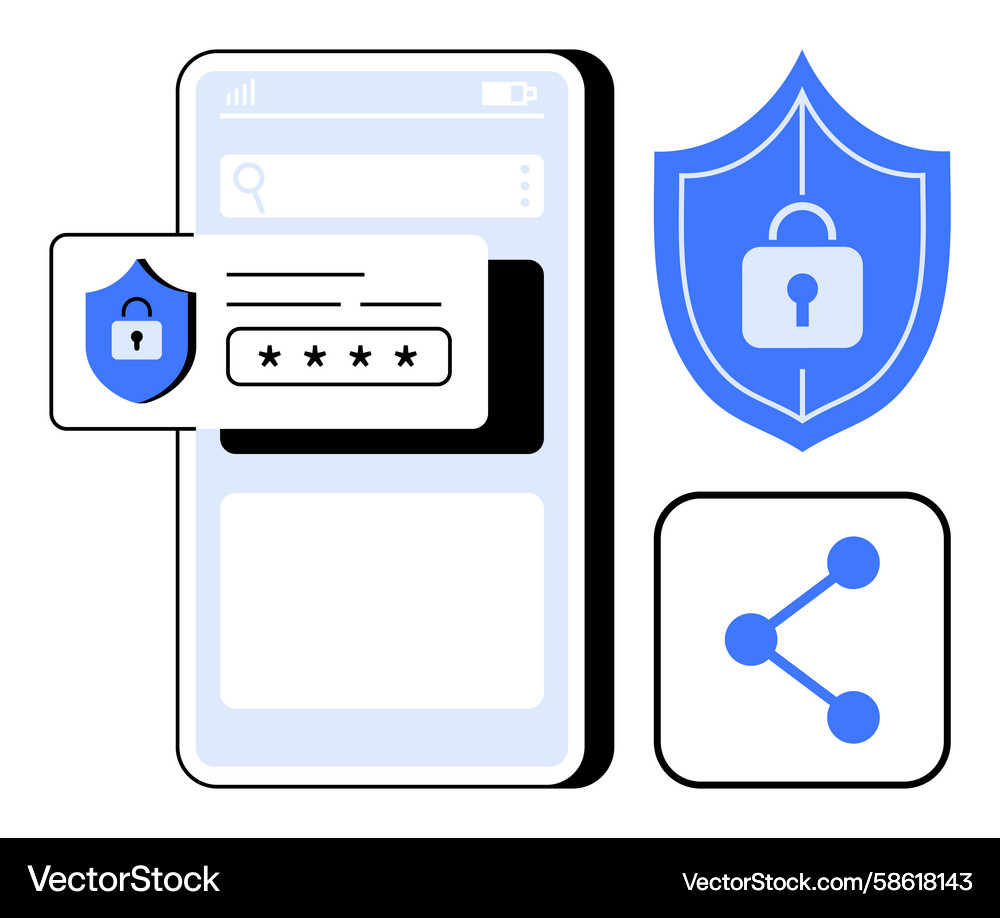Mobile app security interface with login form Vector Image