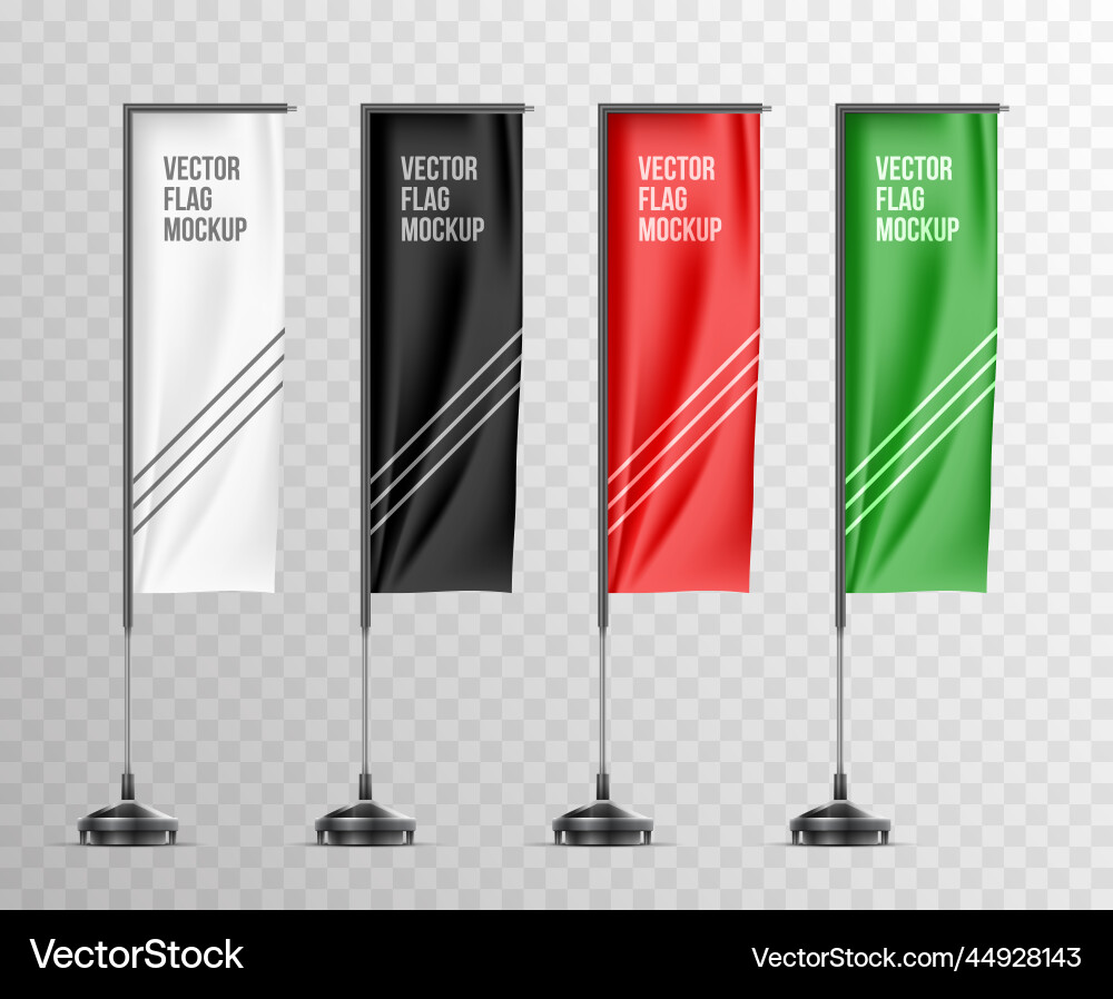 Pole flags realistic set Vector Image