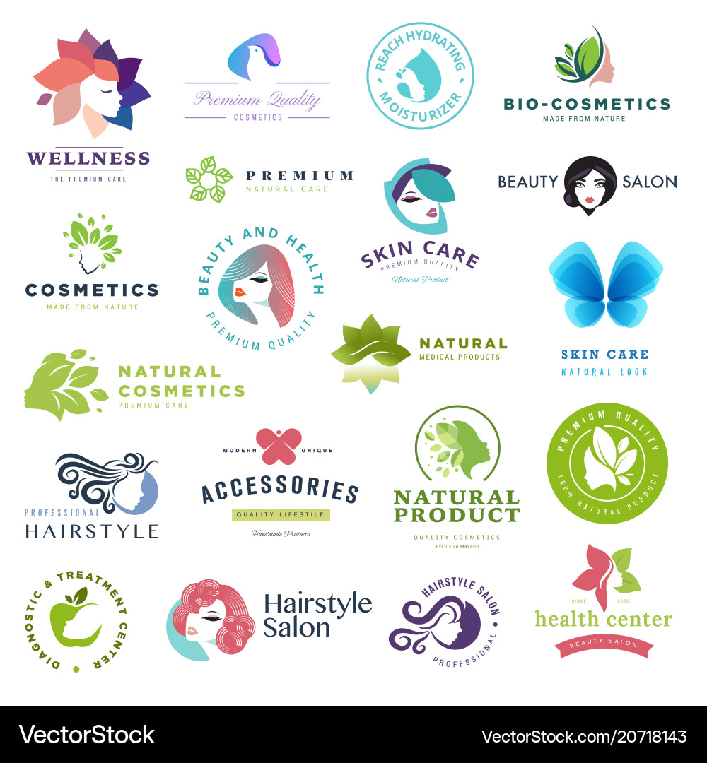 Set of beauty and cosmetics concept icons vector image