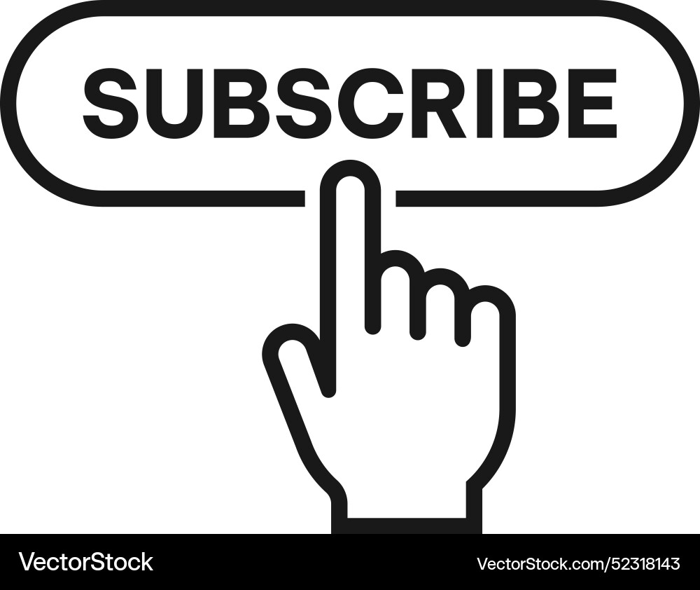 Subscribe button with hand cursor Subscribe button with hand cursor vector image
