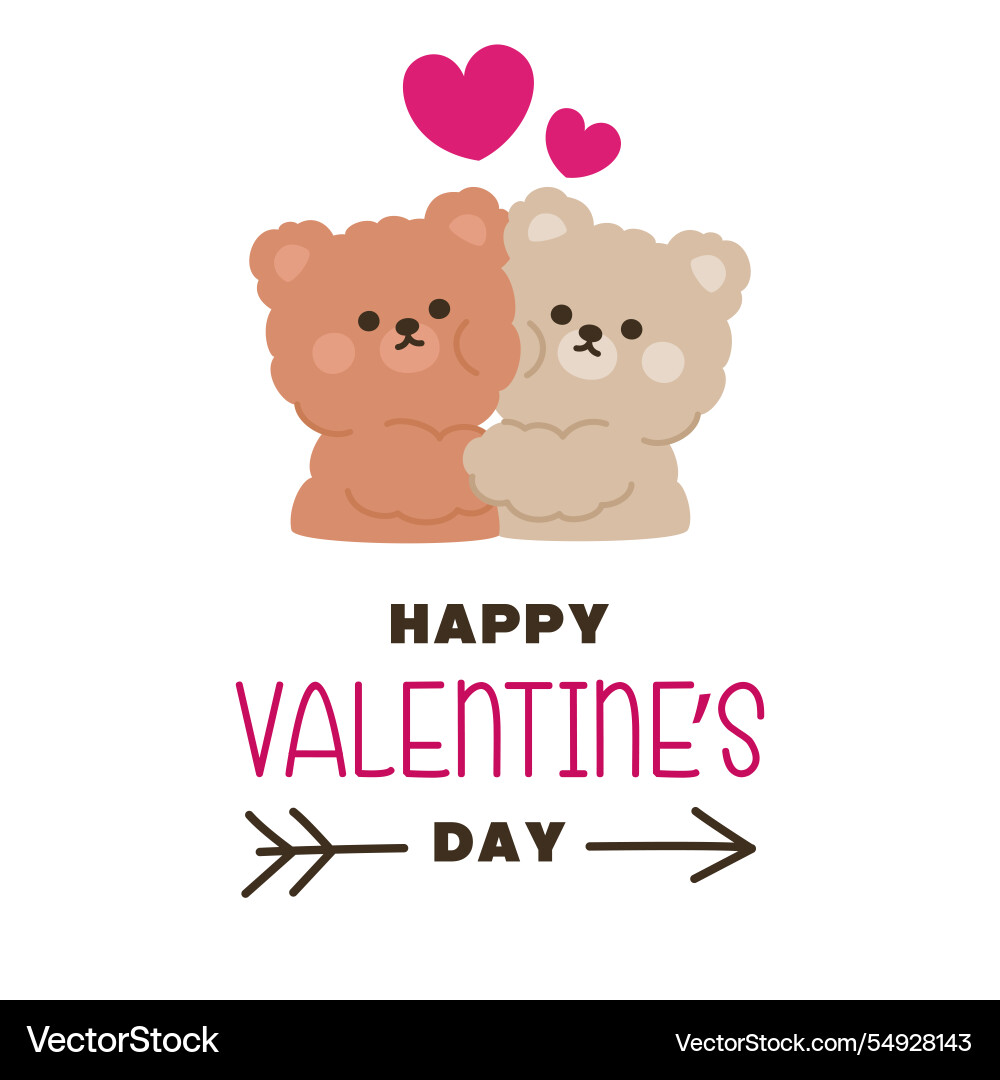 Two teddy bears hugging with valentines day text Vector Image