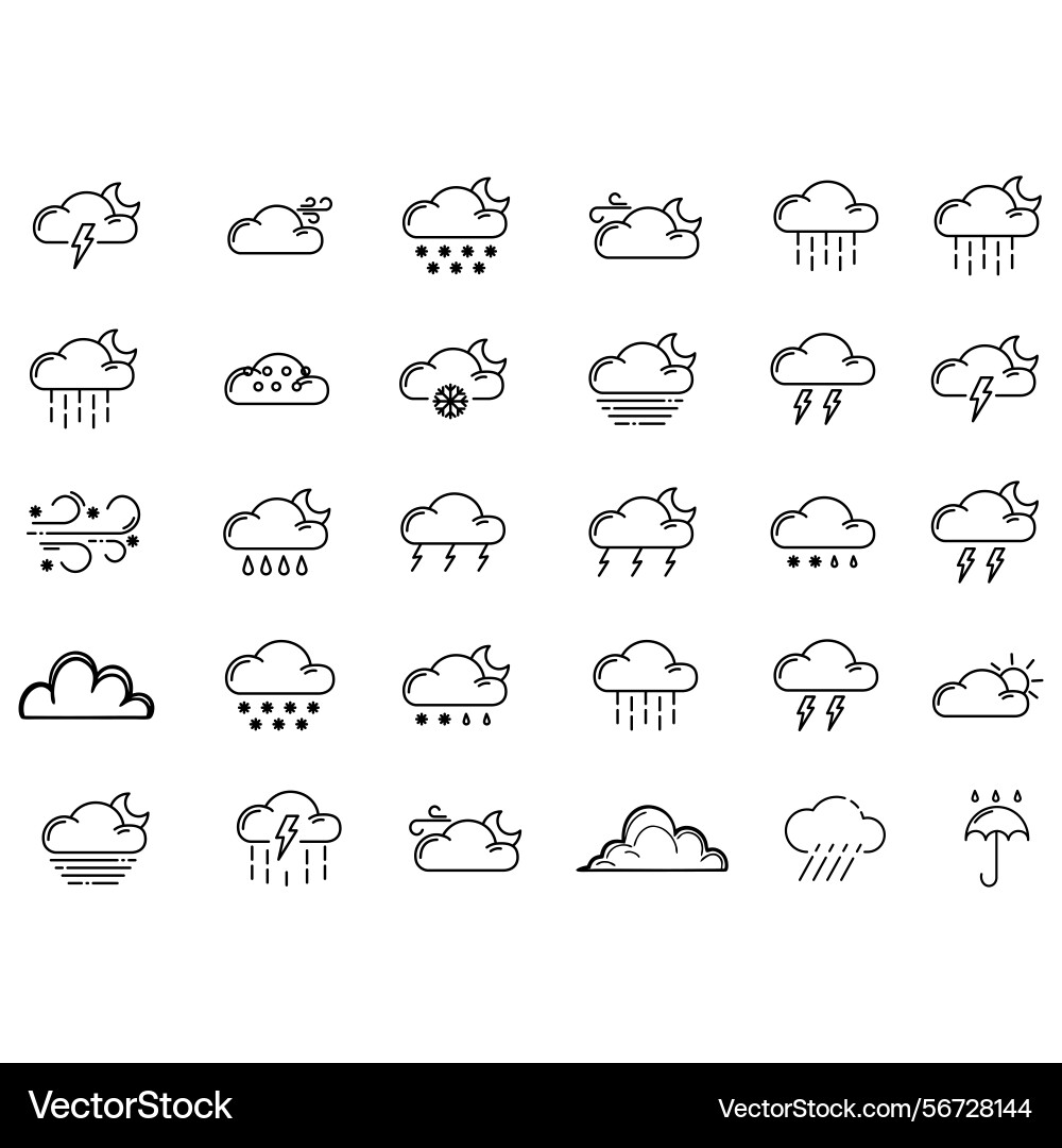 Clouds icons set of in different form vector image