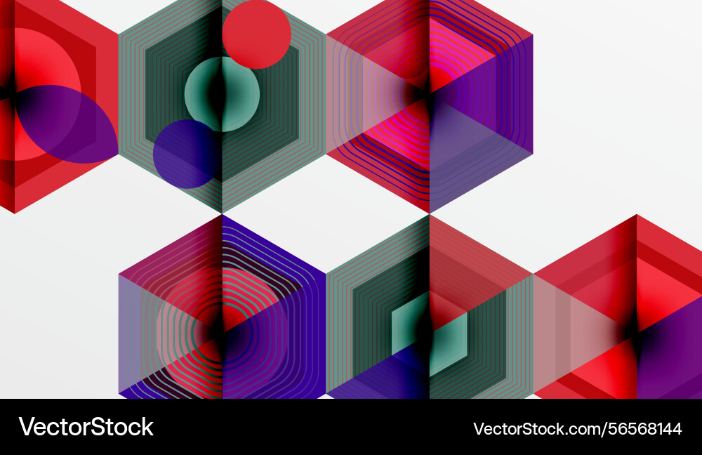Geometric hexagons overlap creating vibrant Geometric hexagons overlap creating vibrant vector image