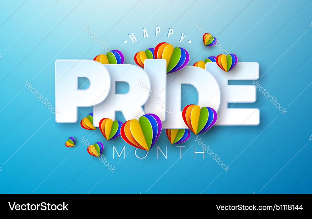 Lgbtq pride month with rainbow color vector image