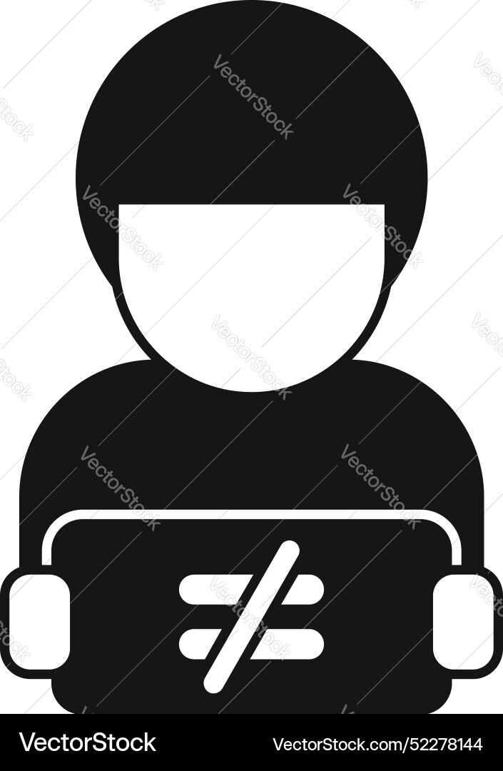 Man holding tablet computer with inequality symbol Man holding tablet computer with inequality symbol vector image
