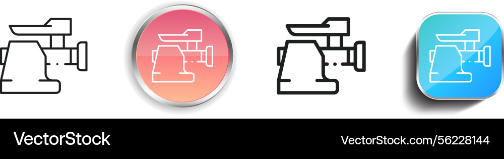 Meat grinder icon thin linear regular and button Meat grinder icon thin linear regular and button vector image