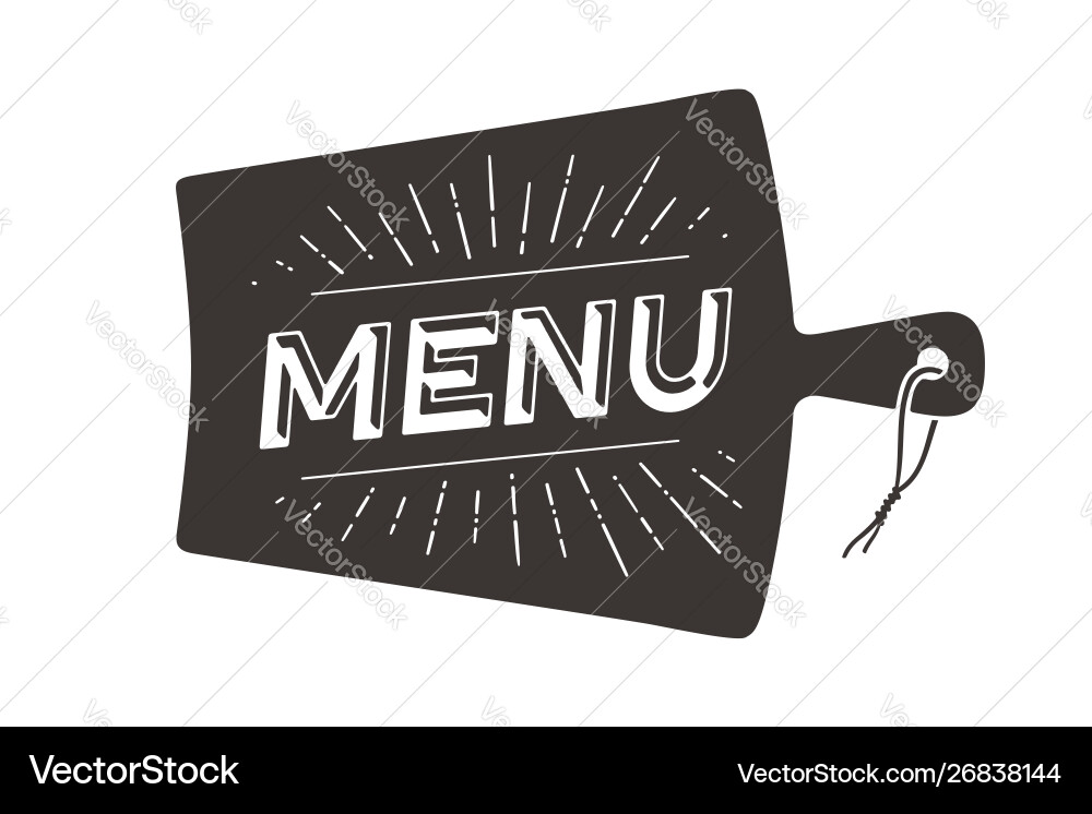 Menu cutting board wall decor poster sign Menu cutting board wall decor poster sign vector image