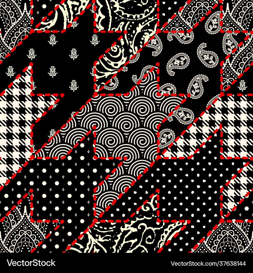 Patchwork textile pattern seamless quilting Patchwork textile pattern seamless quilting vector image
