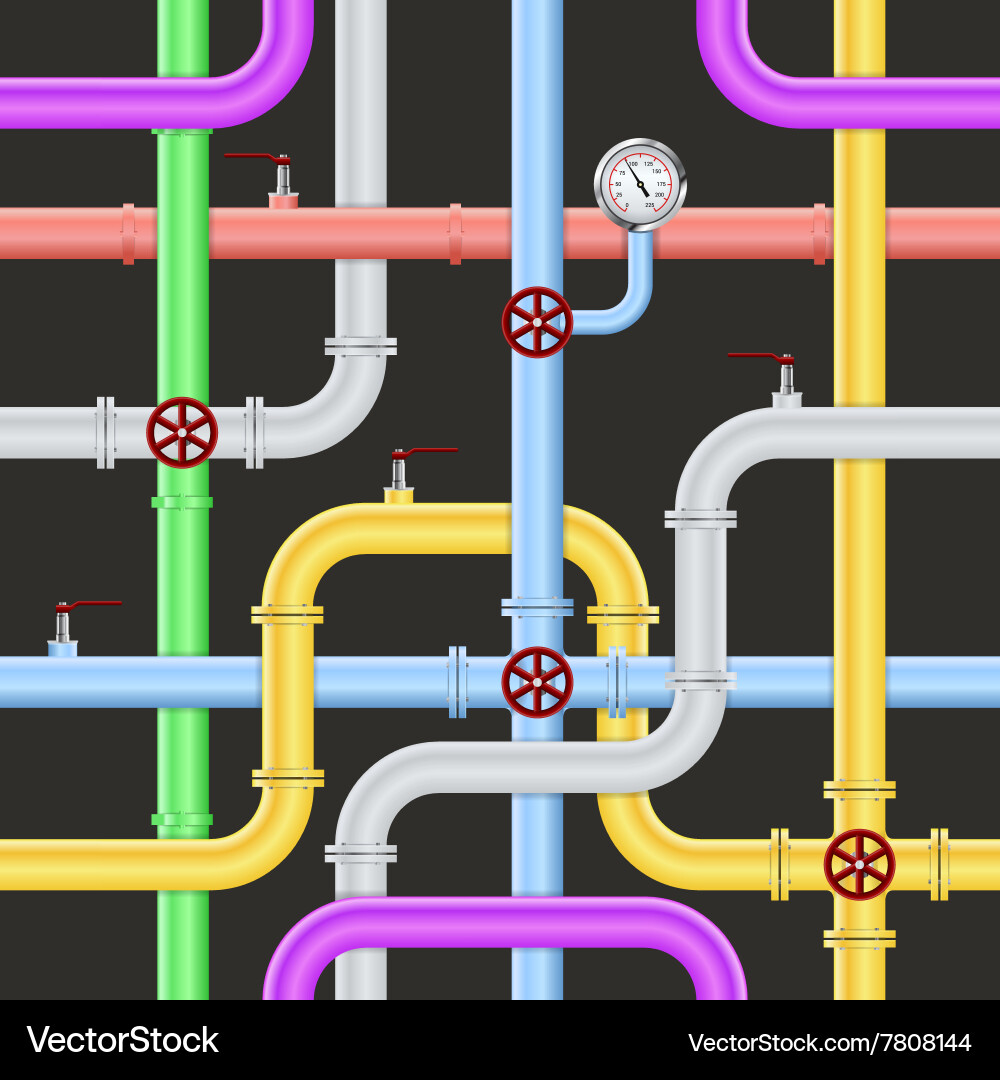 Seamless abstract industrial pipeline pattern vector image