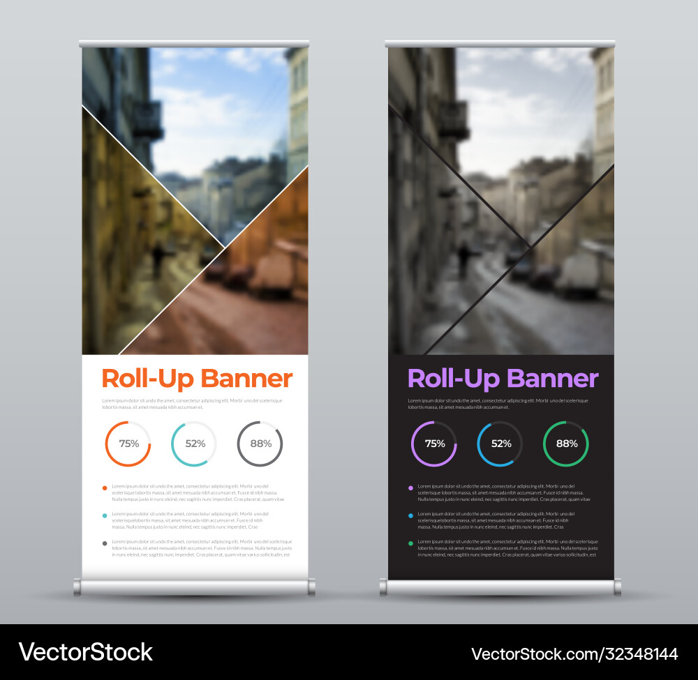 Template white black roll up banner isolated vector image