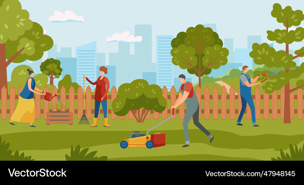 Caring for plants in greenhouse gardener Caring for plants in greenhouse gardener vector image