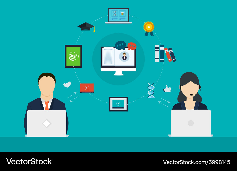 Concept of consulting services and e-learning Vector Image